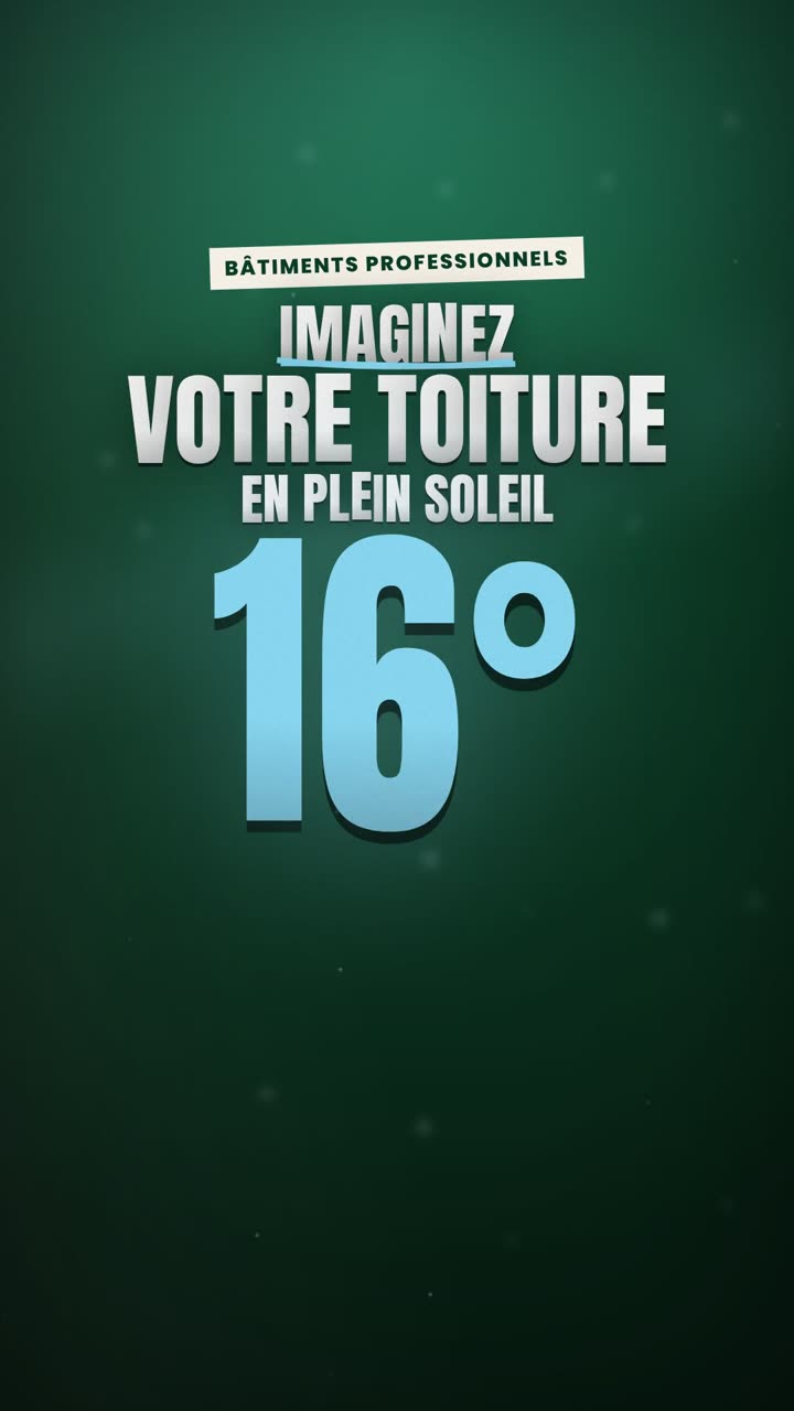 Toiture de bâtiment professionnel en plein soleil, 16 degrés d'écart